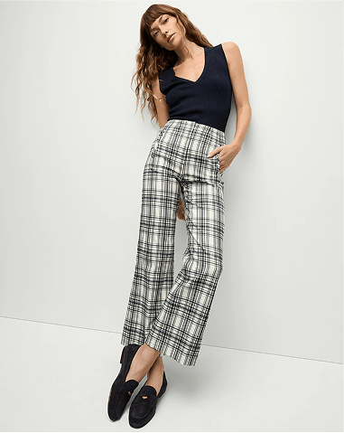 Veronica Beard Dova Plaid Cotton-Blend Crop Pants